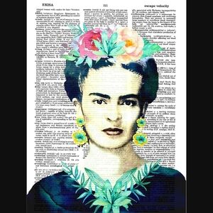 Frida Kahlo Watercolor Dictionary Art Print